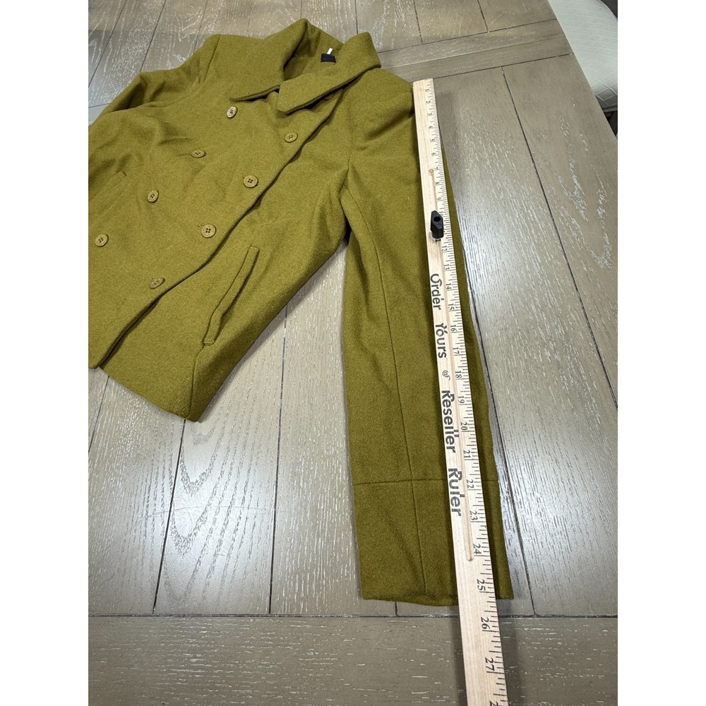 Sparkle & Fade Wool Blend Moto Jacket Large Double Breasted Peacoat Olive - Picture 7 of 16